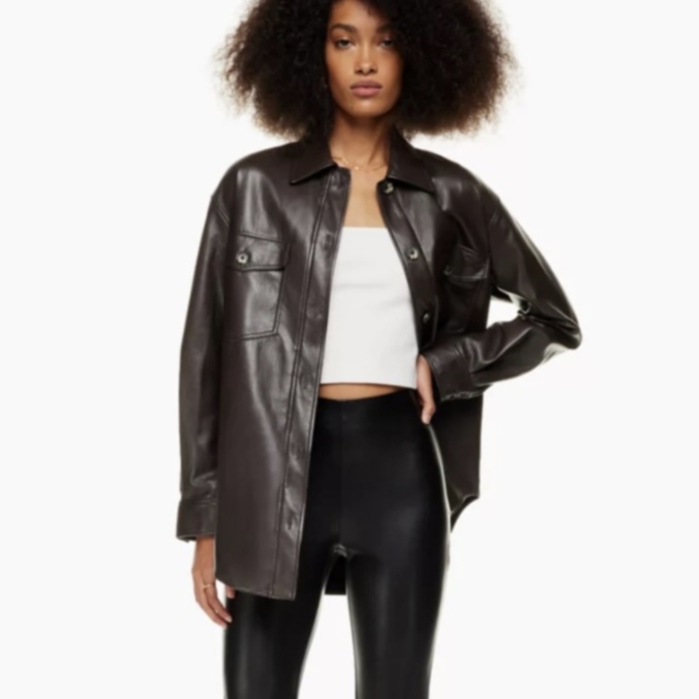 EUC, Aritzia wilfred The Ganna Shirt Jacket, Size L, Chocolate Brown